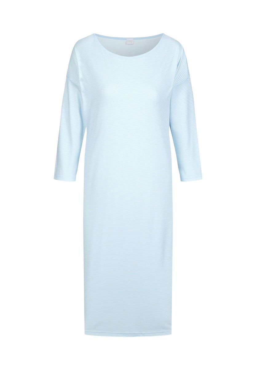 Gestreiftes Baumwoll-Nachthemd mit 3/4-Ärmeln