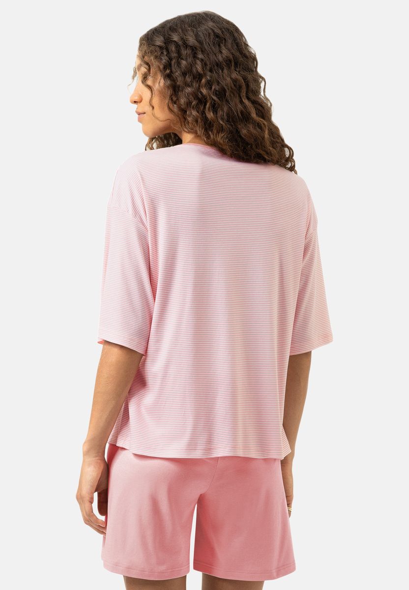 Gestreiftes Baumwoll-Pyjama-Shorts-Set
