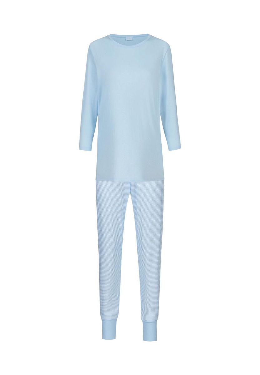 Hellblau gestreifter Schlafanzug Set