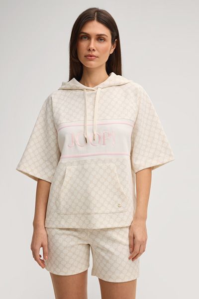JOOP! Cornflower Print Kurzarm Hoodie Beige/Rosé Logodetail