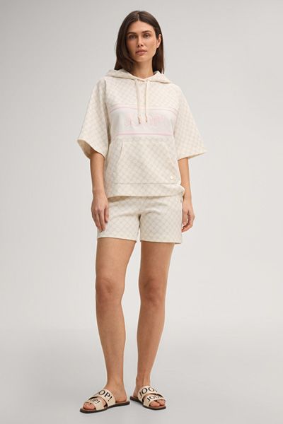 JOOP! Cornflower Print Kurzarm Hoodie Beige/Rosé Logodetail