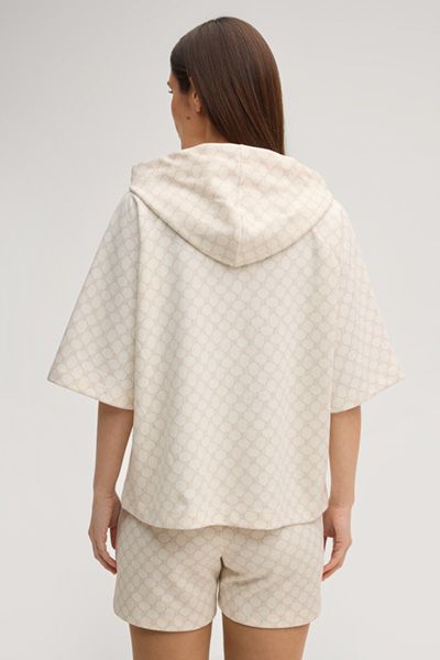 JOOP! Cornflower Print Kurzarm Hoodie Beige/Rosé Logodetail