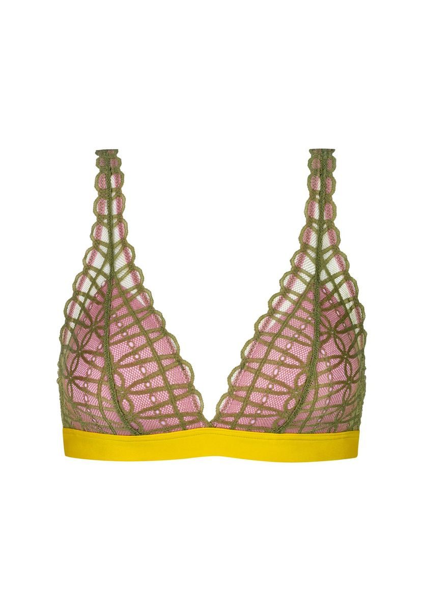 Mehrfarbiges Dreiecks-Bralette mit Spitze