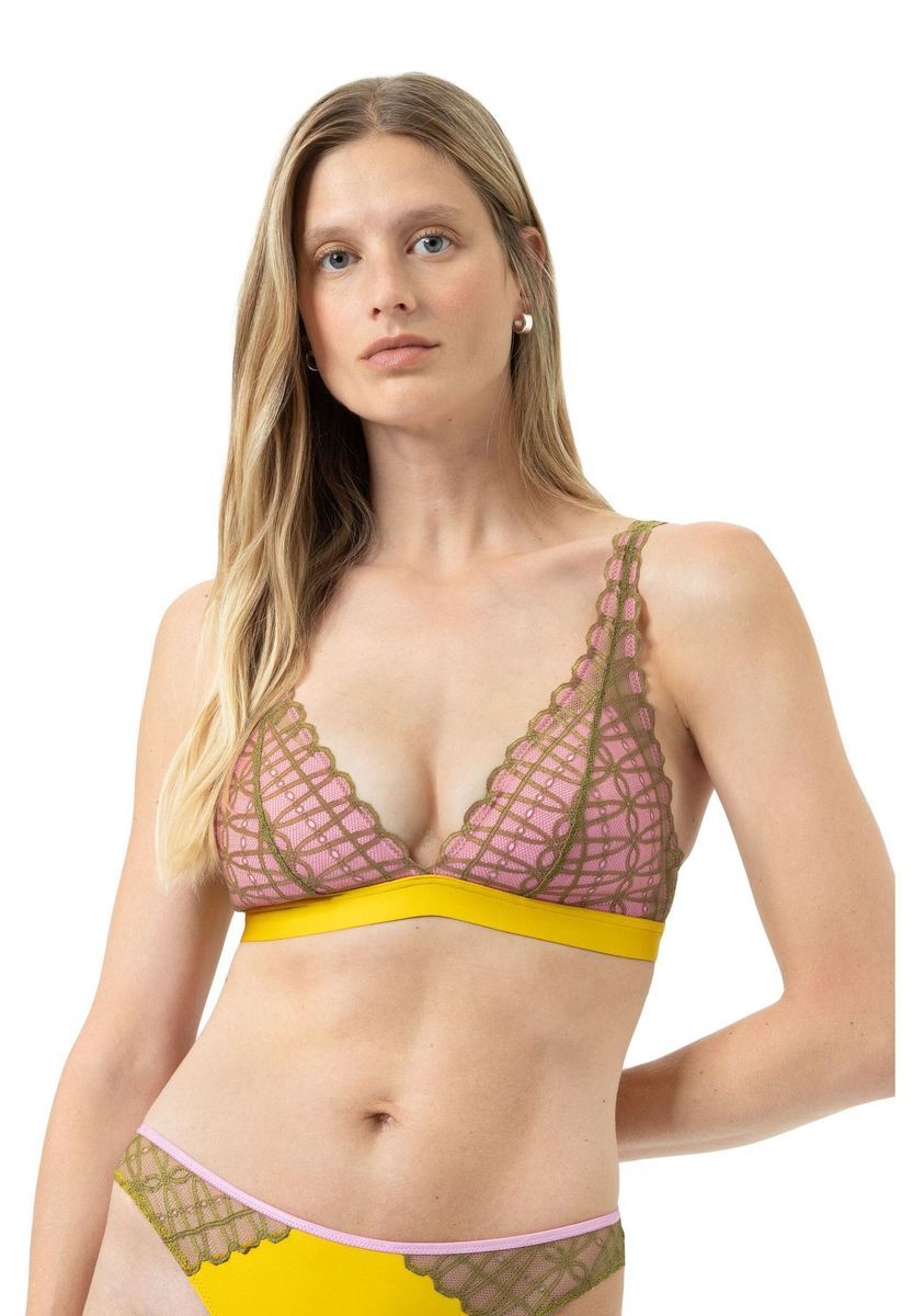 Mehrfarbiges Dreiecks-Bralette mit Spitze