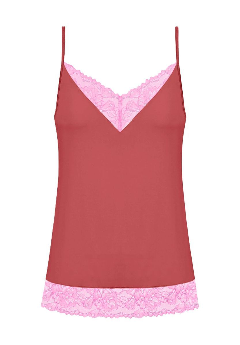 Camisole-Top mit V-Ausschnitt und Spitzensaum