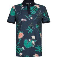 Piqué-Poloshirt mit tropischem Kaktus-Print