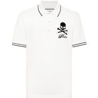 Piqué-Poloshirt mit Totenkopf-Grafik