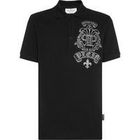 Poloshirt mit Strass-Tattoo-Grafik
