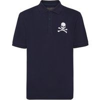 Klassisches Piqué-Poloshirt mit Totenkopf-Stickerei