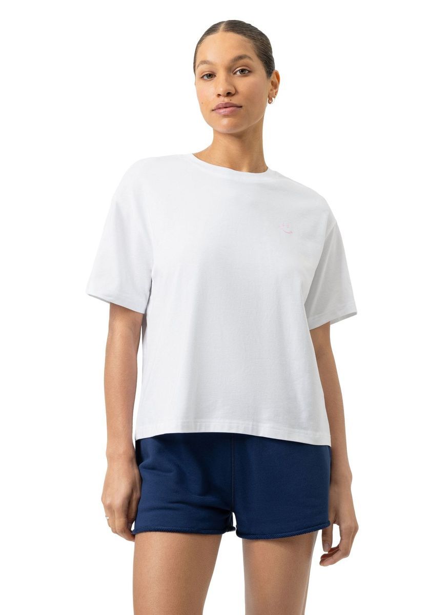 Locker geschnittenes Baumwoll-T-Shirt mit Rundhalsausschnitt