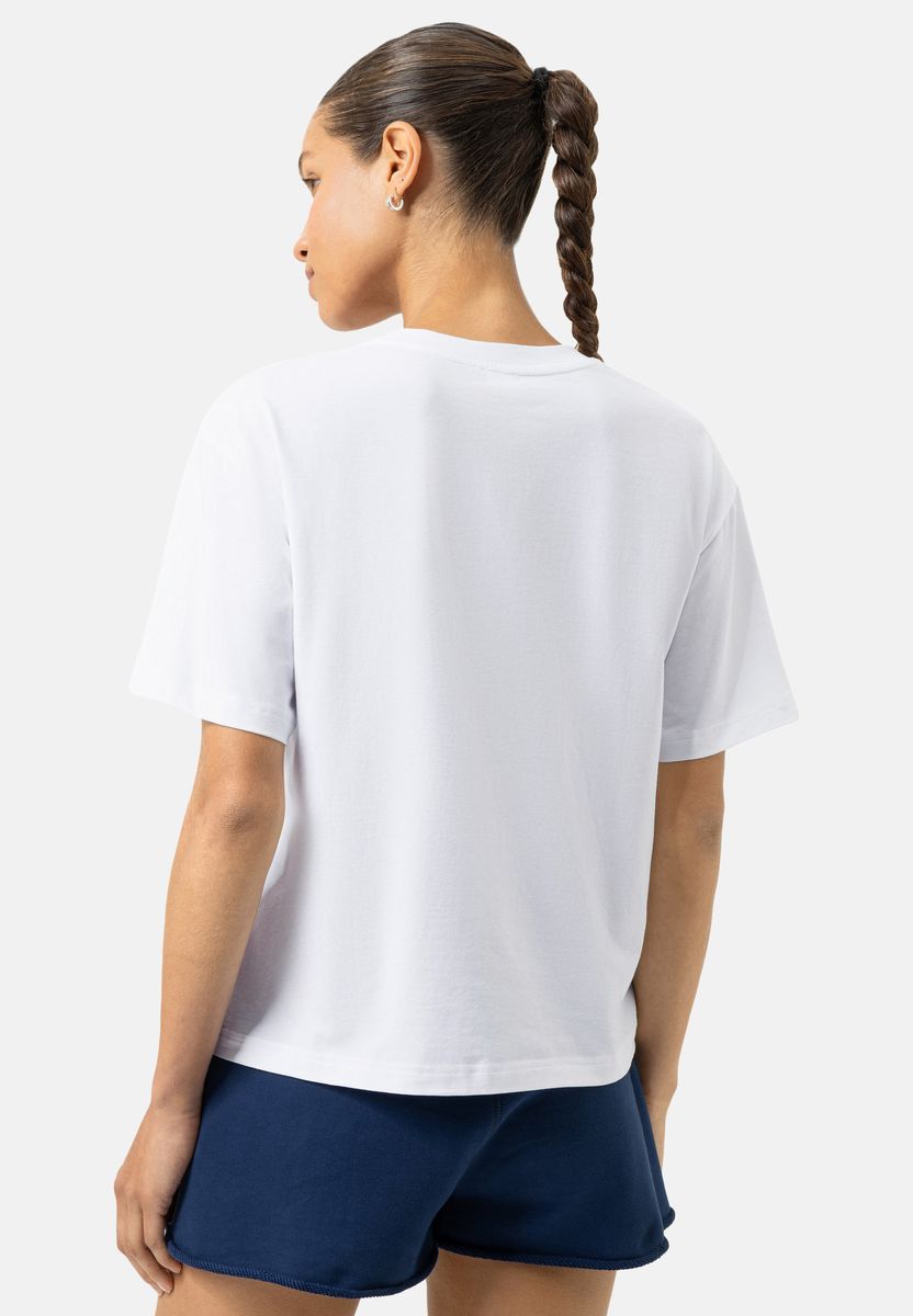 Locker geschnittenes Baumwoll-T-Shirt mit Rundhalsausschnitt