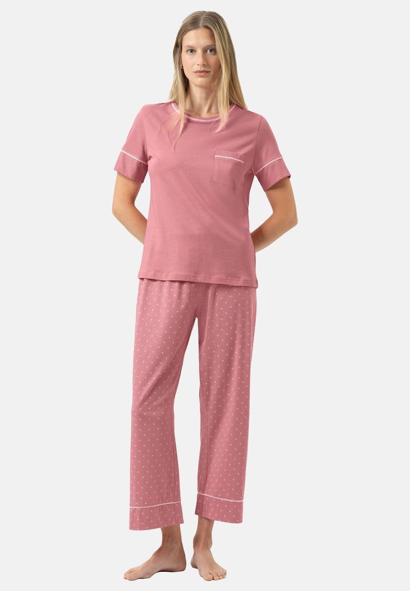 Rosenholzfarbenes Kurzarm-Pyjama-Set