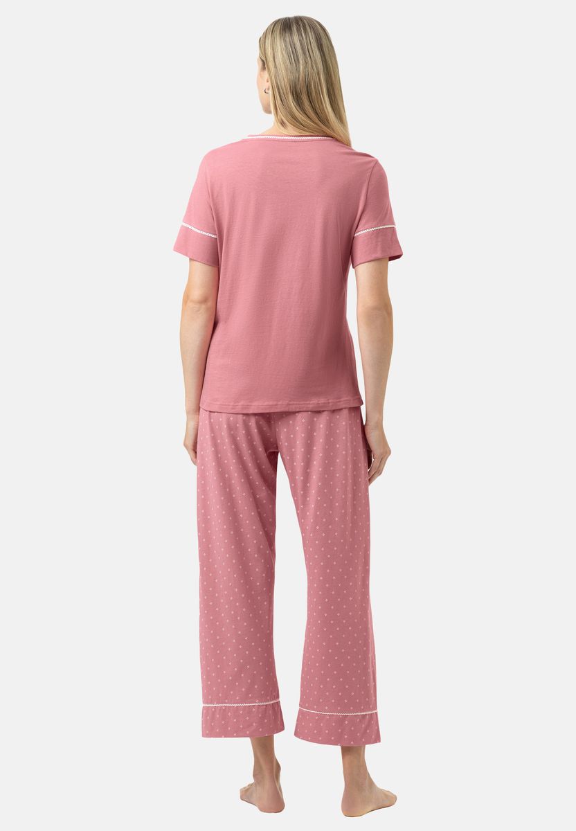 Rosenholzfarbenes Kurzarm-Pyjama-Set