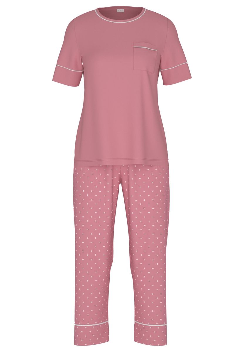 Rosenholzfarbenes Kurzarm-Pyjama-Set