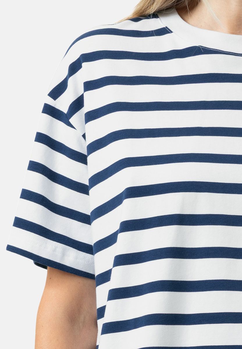 Gestreiftes Baumwoll-T-Shirt mit lockerer Passform