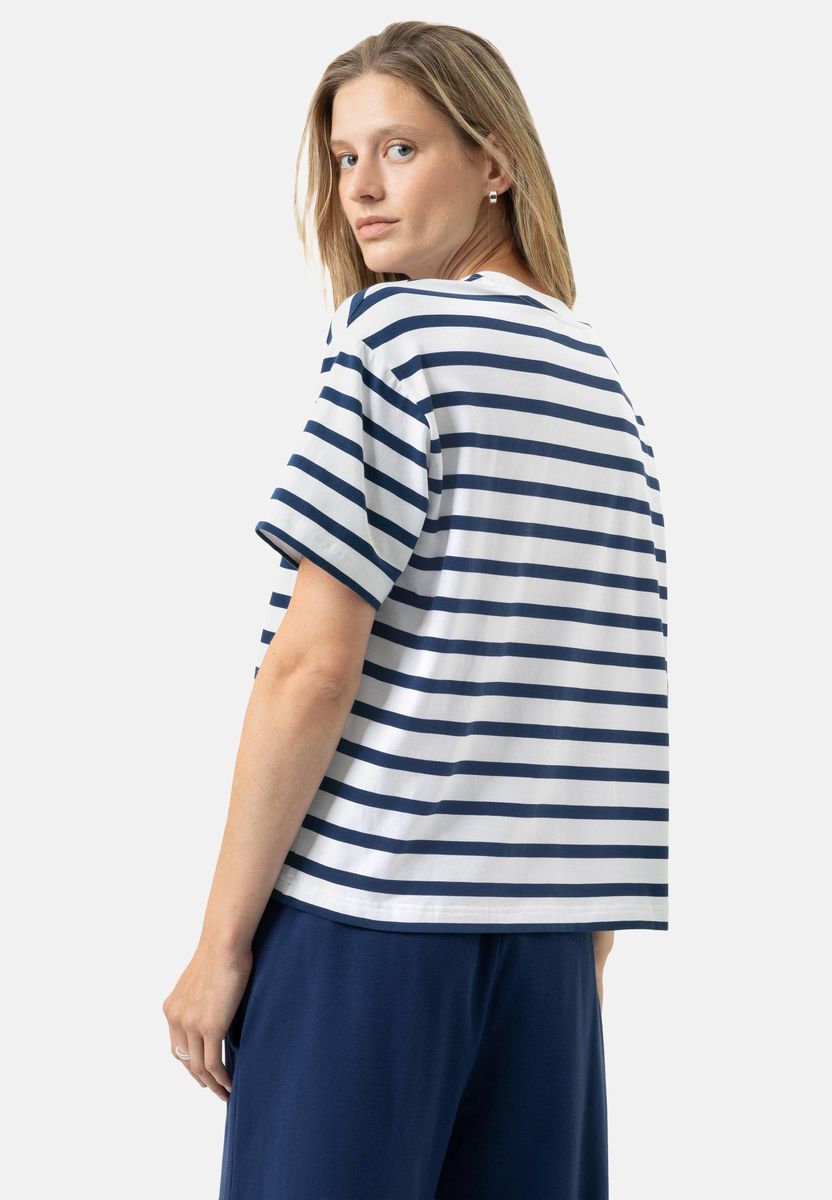 Gestreiftes Baumwoll-T-Shirt mit lockerer Passform