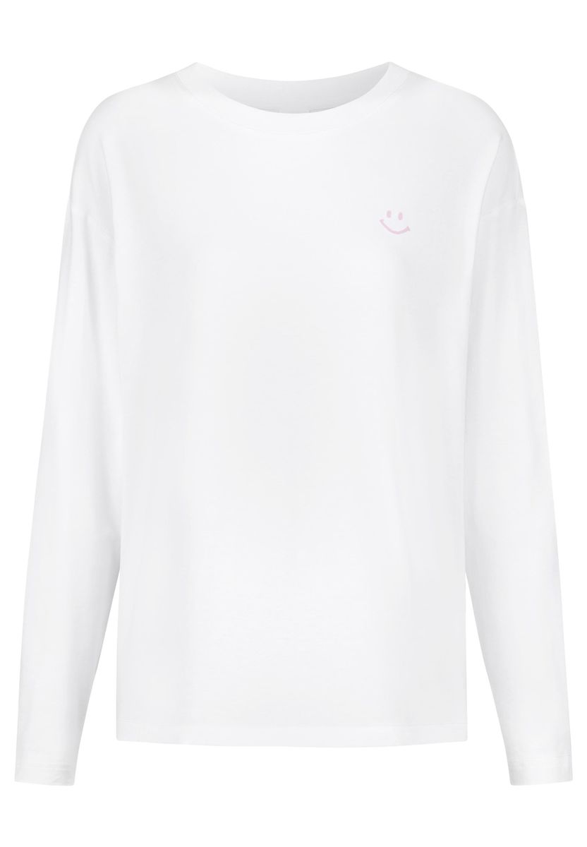 Baumwoll-Langarmshirt mit Smiley-Detail