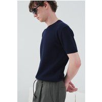 Minimalistisches Rippstrick-T-Shirt mit Rundhalsausschnitt