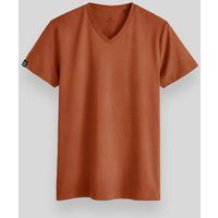 Klassisches V-Ausschnitt Jersey T-Shirt
