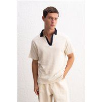 Poloshirt mit Kontrastkragen und Struktur