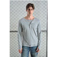Langärmeliges Baumwoll-Henley-Shirt