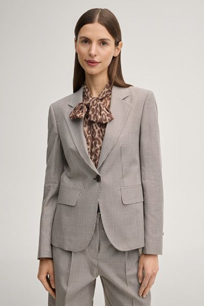 Marc Cain Blazer Jane Creme/Braun Glencheckmuster Single-Knopf-Verschluss