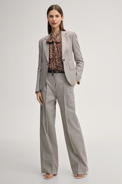 Marc Cain Blazer Jane Creme/Braun Glencheckmuster Single-Knopf-Verschluss