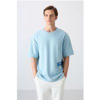 Oversized Baumwoll-T-Shirt mit Patch