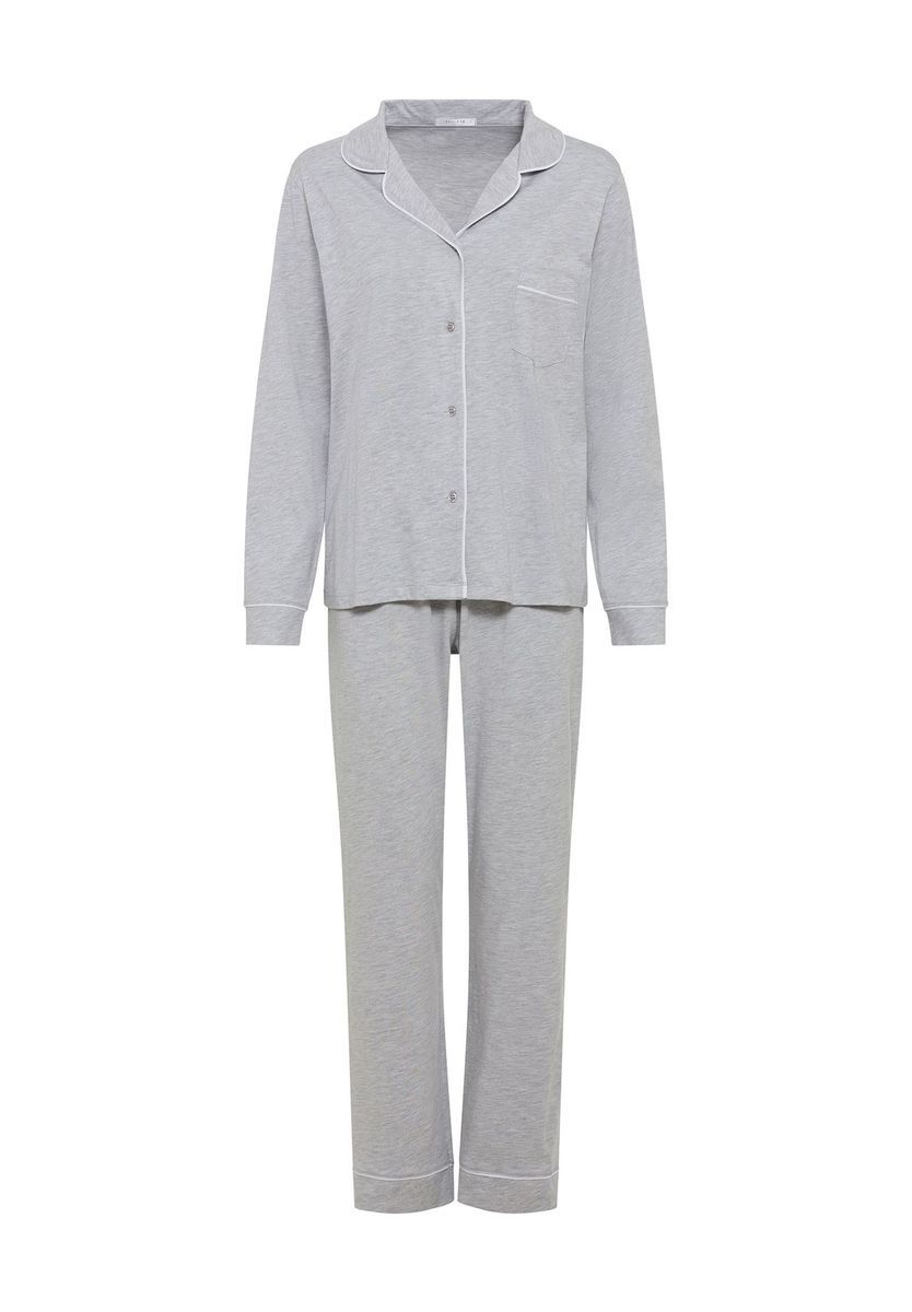 Klassisches graues Langarm-Pyjama-Set