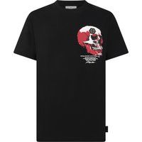 Rundhals-Oberteil mit Totenkopf-Print