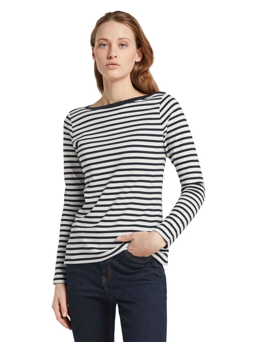 DENIM TOM TAILOR Langarmshirt, Baumwolle, für Damen, blau, XXL