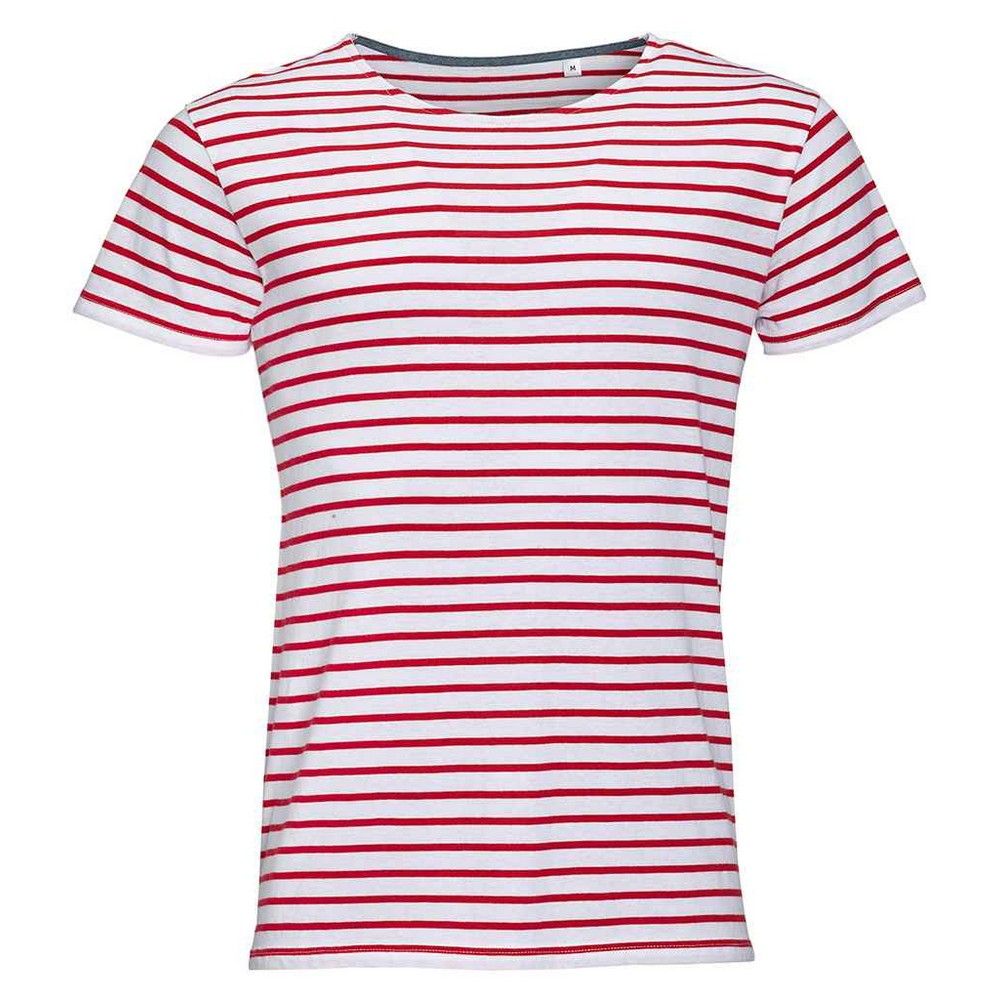 Klassisches gestreiftes Baumwoll-T-Shirt im Marine-Look