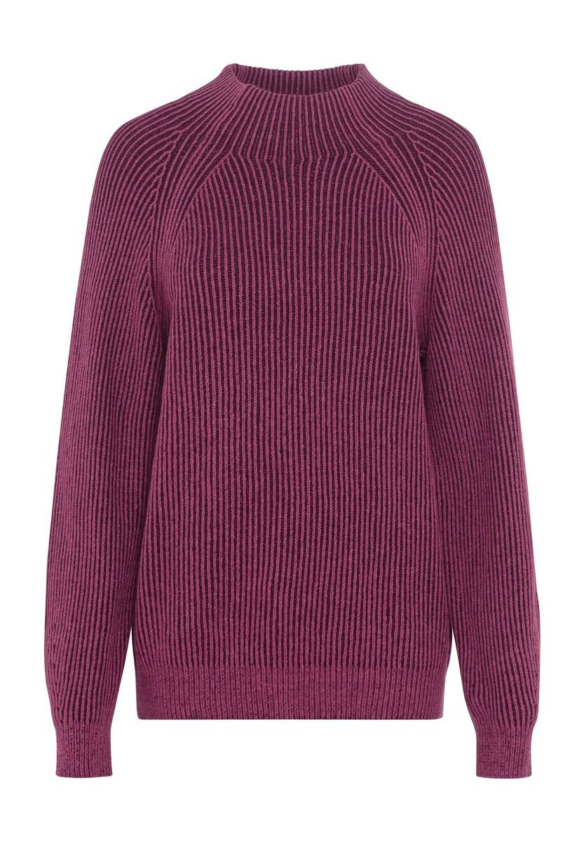 Gerippter Strickpullover mit Stehkragen