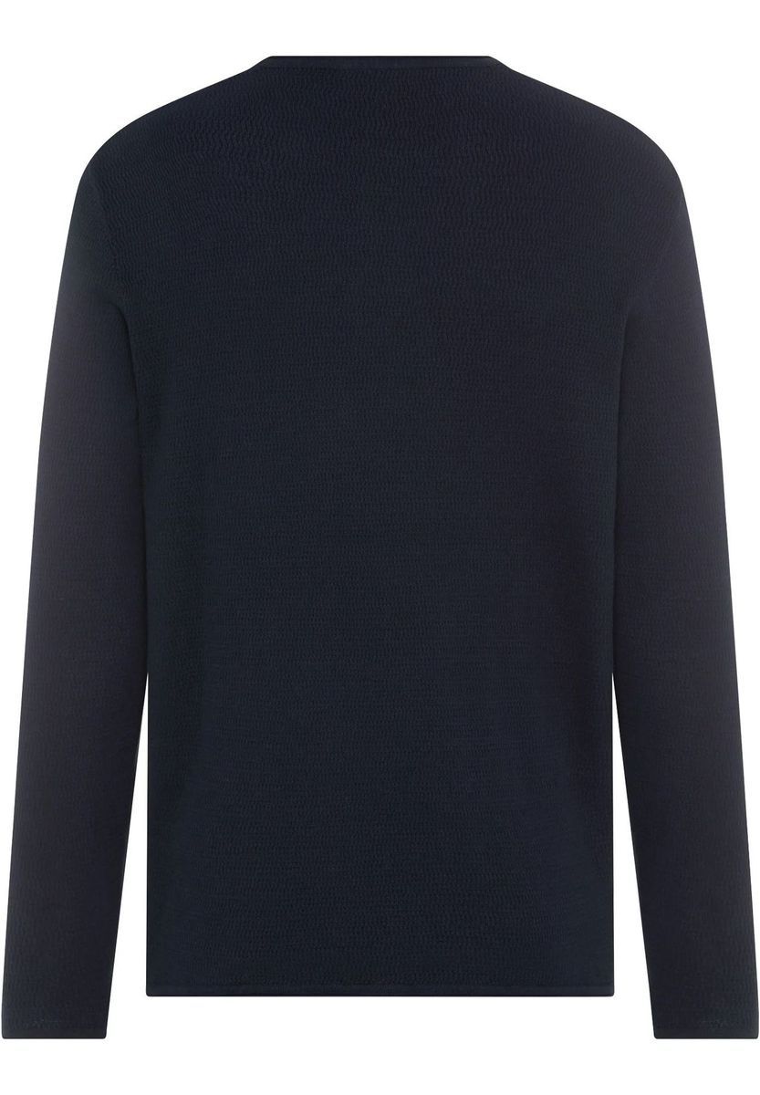 Strukturierter Baumwoll Strickpullover mit Rundhalsausschnitt