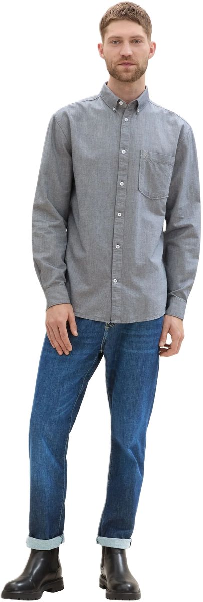 Klassisches Chambray Langarmhemd
