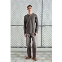 Strukturiertes Slim-Fit Henley-Shirt