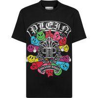 Grafik-T-Shirt mit Strass-Verzierungen