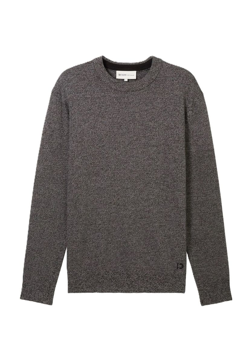 Klassischer Baumwoll-Strickpullover mit Rundhalsausschnitt