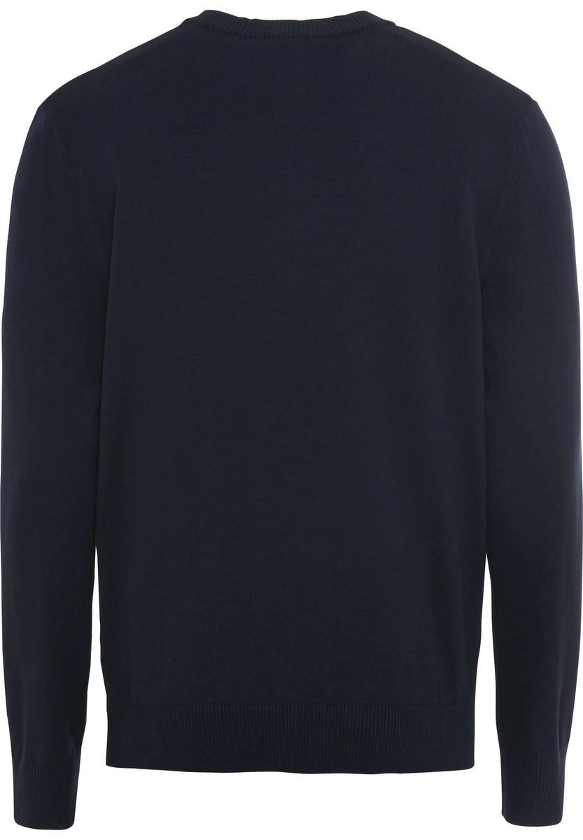 Klassischer marineblauer Baumwollpullover mit Rundhalsausschnitt