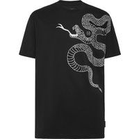 T-Shirt mit juwelenbesetztem Schlangenmotiv
