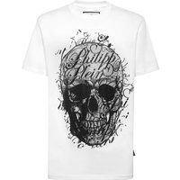 T-Shirt mit strassbesetztem Totenkopf-Motiv