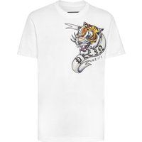 Baumwoll-T-Shirt mit Tiger-Tattoo-Grafik