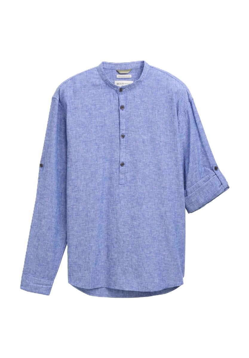 Locker geschnittenes Leinen Langarmhemd