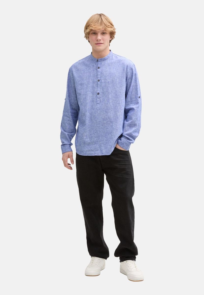 Locker geschnittenes Leinen Langarmhemd