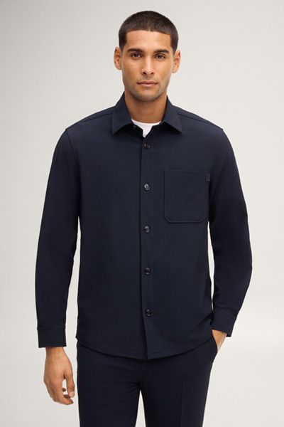 Overshirt Kalan in Marineblaues, leichtes Hemd aus Viskosemischung