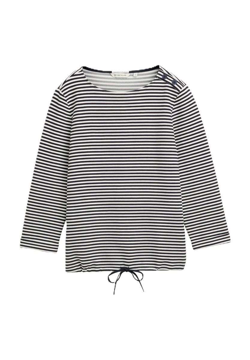 Gestreiftes Langarmshirt mit Kordelzug