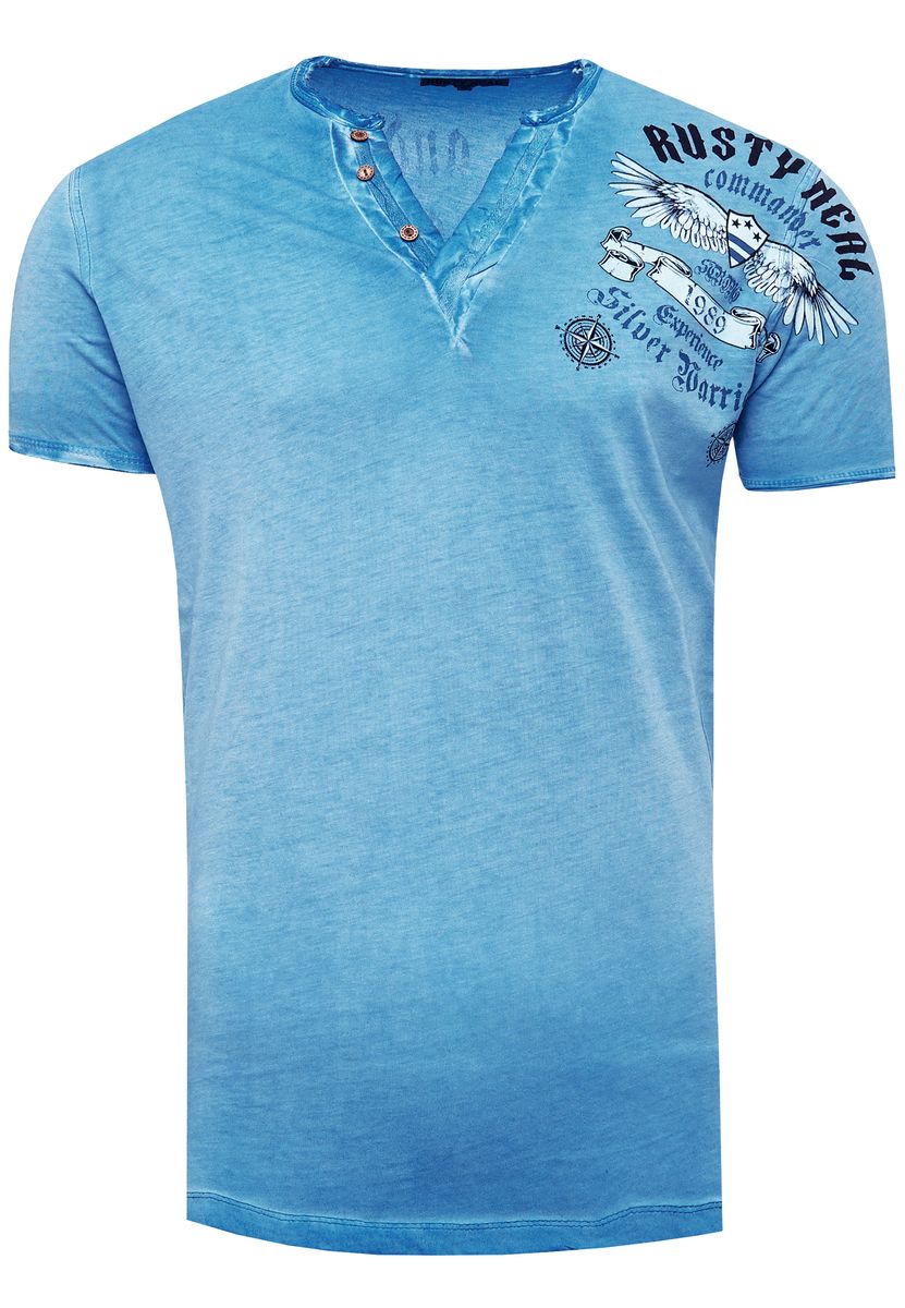 T-Shirt mit V-Ausschnitt und Grafikprint