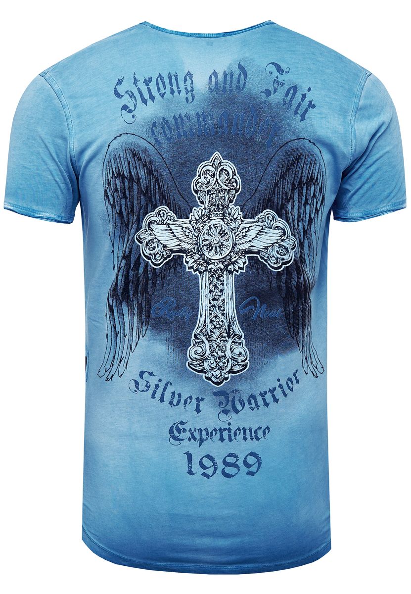 T-Shirt mit V-Ausschnitt und Grafikprint