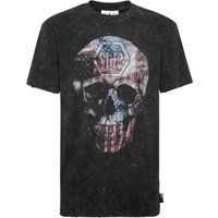 Stone-Washed Skull America Strass-T-Shirt