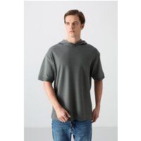 Übergroßes Kapuzen-T-Shirt mit Kurzarm